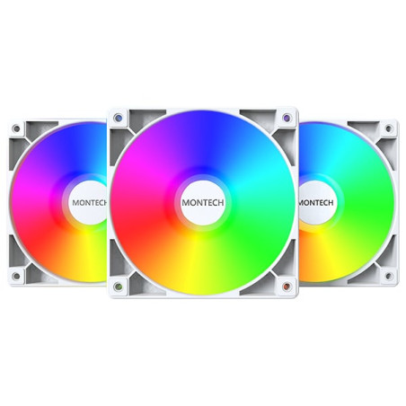 Ventola 120x120 montech gf120 pwm argb lÃ?Â¼fter, 3er pack bianco