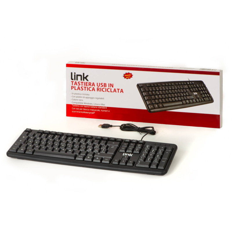 Tastiera link lktast02r cablato usb qwerty it 108 tasti nero [lktast02r]
