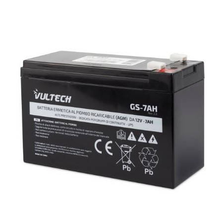 Batteria ups vultech ermetica al piombo 12v 7a [gs-7ah rev. 2.3]