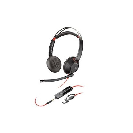 Cuffie hp poly blackwire 5220 a padiglione cablato 3.5mm/usb-c