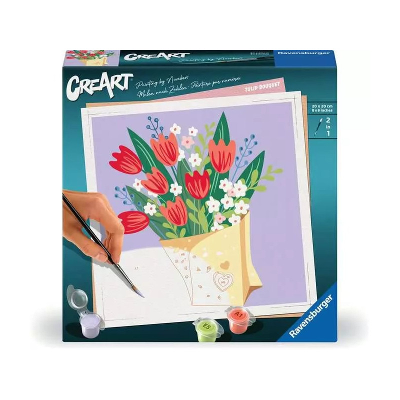Pittura ravensburger creart dipingere con i numeri bouquet di tulipani