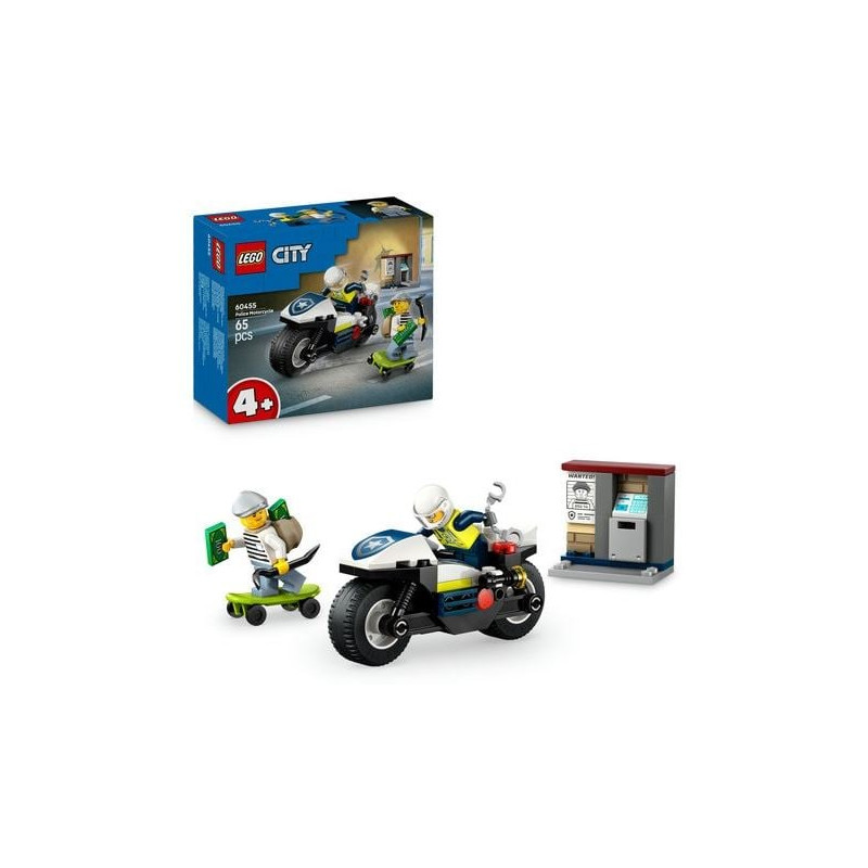Gioco da costruzione lego inseguimento in moto della polizia multicolore
