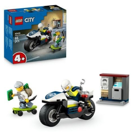 Gioco da costruzione lego inseguimento in moto della polizia multicolore