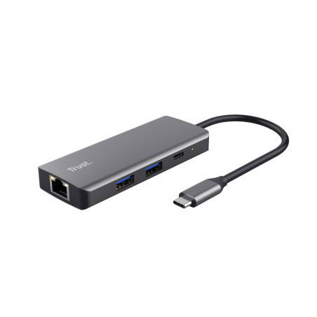 Adattatore di rete usb trust multiporta usb-c 6in1 argento [24968]