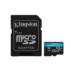 512gb scheda microsd canvasgo+ 200mb/s a2 u3 v30 adapt [sfkinmd512sdg40]