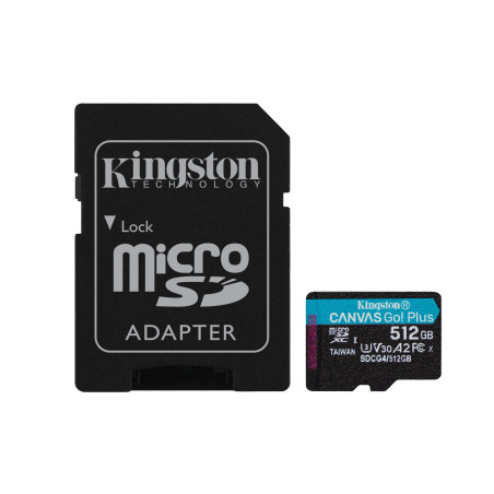 512gb scheda microsd canvasgo+ 200mb/s a2 u3 v30 adapt [sfkinmd512sdg40]