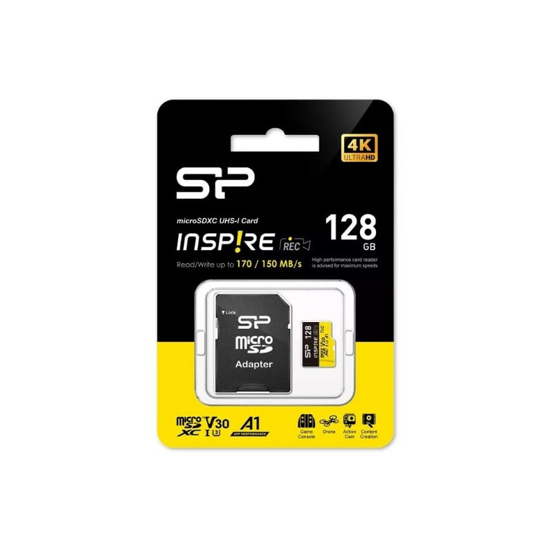 128gb scheda microsd hc uhs-1 u3 a1 v30 + adattatore [sfsipmd12800001]