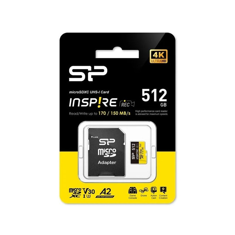 512gb scheda microsd hc uhs-1 u3 a1 v30 + adattatore [sfsipmd51200001]