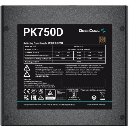 Alimentatore 750w deepcool pk750d 80+ bronze [r-pk750d-fa0b-jgeu]