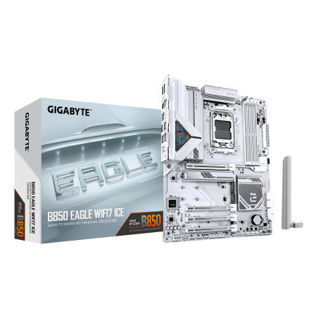 Scheda madre amd gigabyte b850 eagle wifi7 ice am5 atx 4x ddr5 bianco