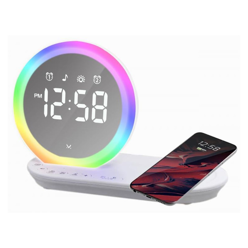 Radiosveglia majestic rs 138wi fm con anello rgb e ricarica wireless