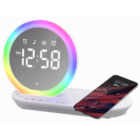 Radiosveglia majestic rs 138wi fm con anello rgb e ricarica wireless