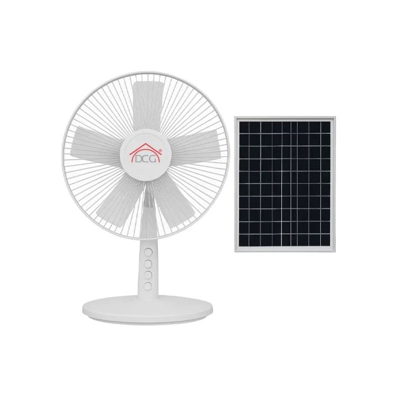 Ventilatore da tavolo dcg ve2220s 30cm 35w con pannello solare argento