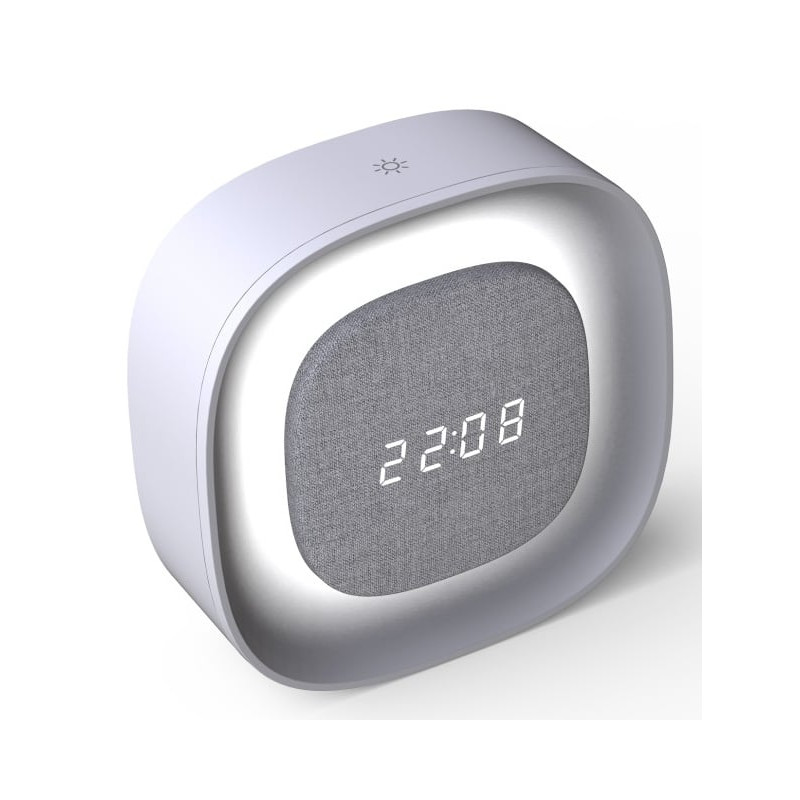 sveglia digitale techly wireless multifunzione con luce grigio/bianco