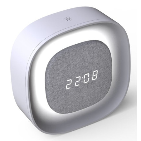 sveglia digitale techly wireless multifunzione con luce grigio/bianco