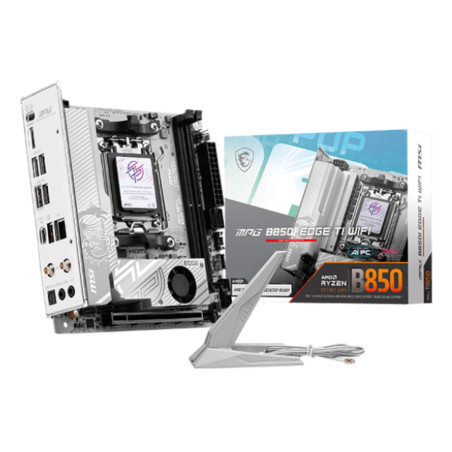 Scheda madre amd msi mpg b850i edge ti wifi am5 mini itx 2xddr5 bianco