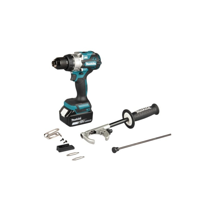 Trapano avvitatore a batteria makita dhp492rtj 18v 2x5.0ah 130nm