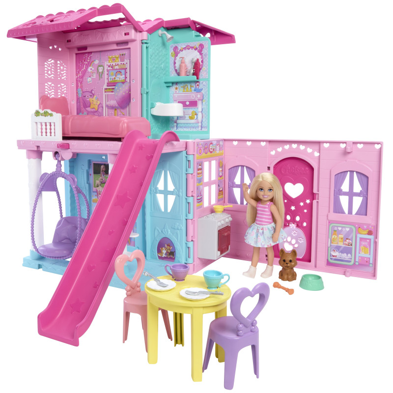 Casa di bambole mattel barbie chelsea jfw49 pop-up con bambola