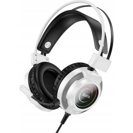Cuffie hoco w110 wired usb per gaming 3.5mm con microfono bianco