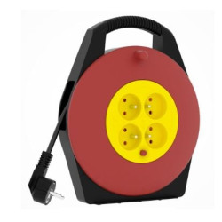 Prolunga avvolgicavo kerg h05vv-f con 4 prese 10m nero/rosso/giallo