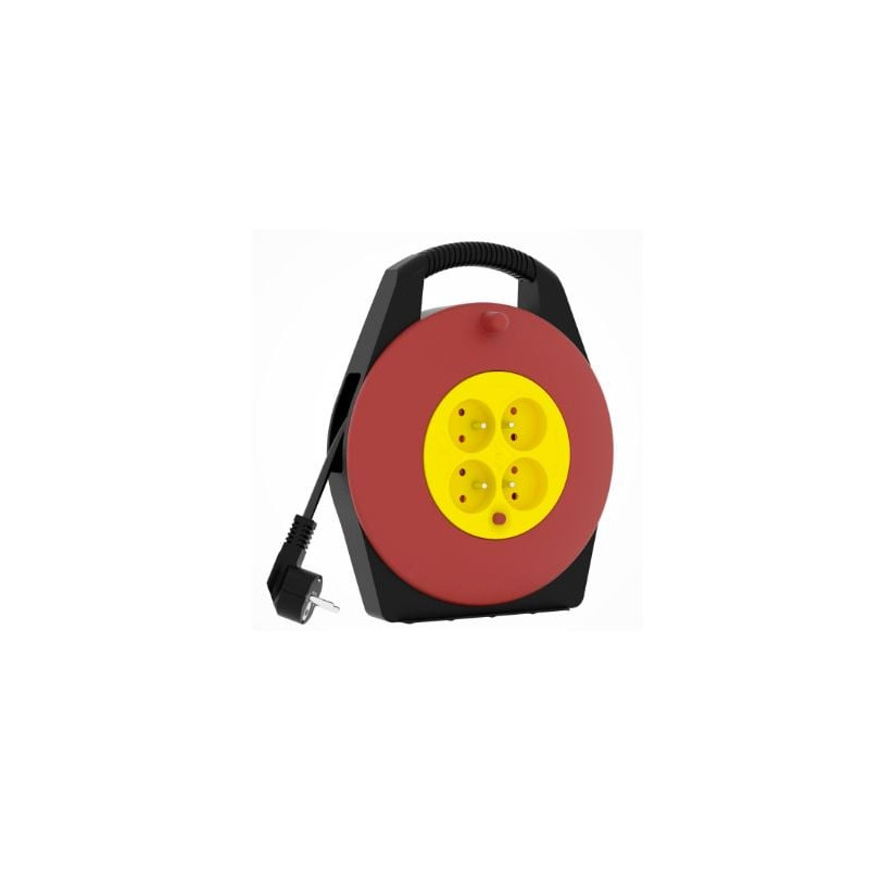 Prolunga avvolgicavo kerg h05vv-f con 4 prese 10m nero/rosso/giallo