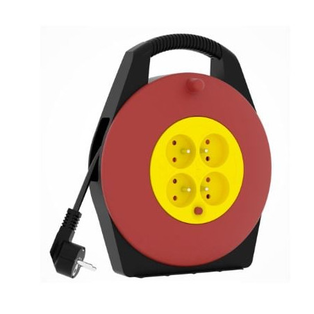 Prolunga avvolgicavo kerg h05vv-f con 4 prese 10m nero/rosso/giallo
