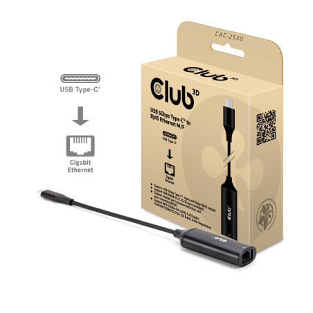 Adattatore di rete club-3d cac-2530 da usb-c 5gbps a