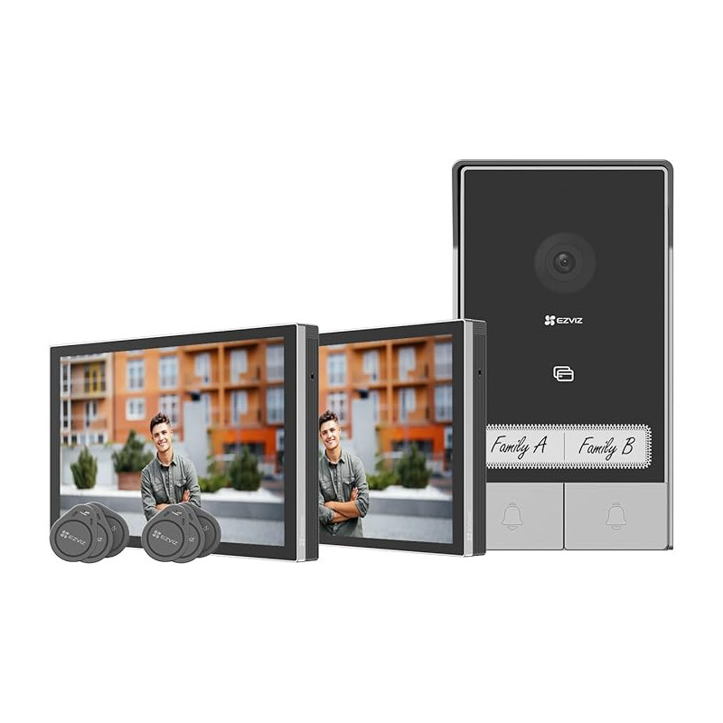 Videocitofono ezviz hp7 kit smart per 2 famiglie 7'' 2k wifi