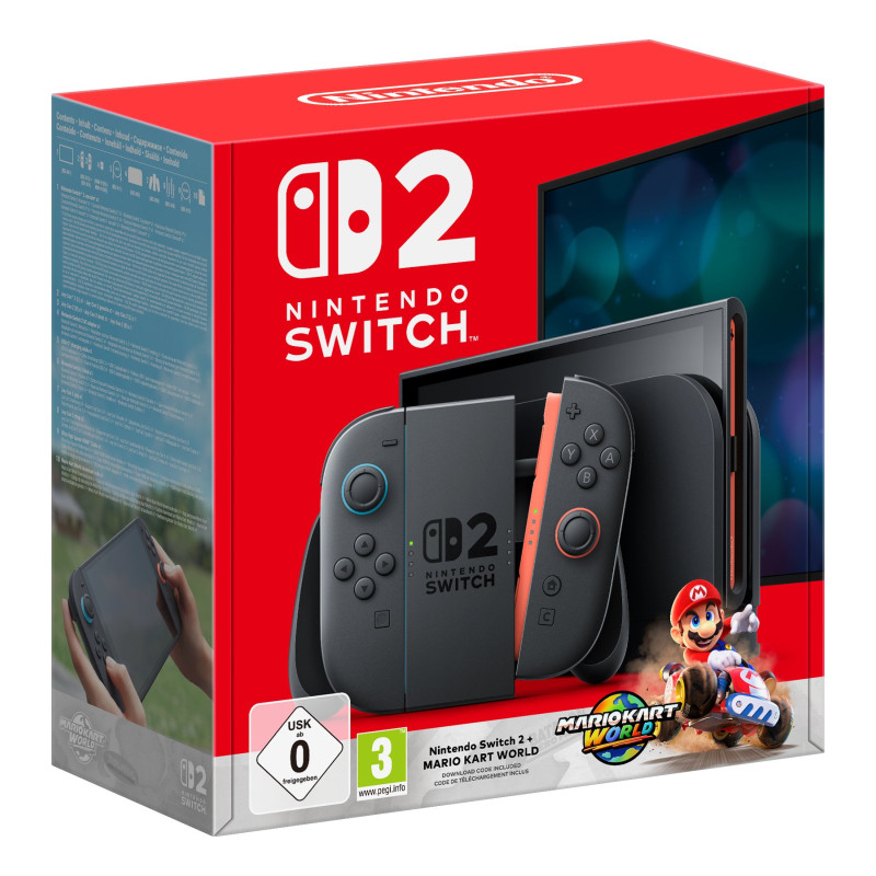 Console videogioco nintendo switch 2 + mario kart world nero [045496321529]