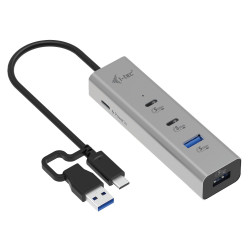 Hub usb i-tec 4x porte 2x usb-c + 2x usb-a pd 85w argento