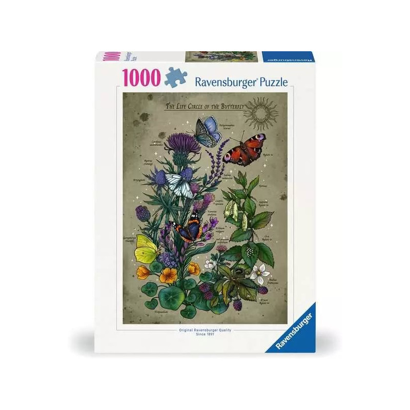 Puzzle ravensburger 12001435 ciclo di vita della farfalla multicolore