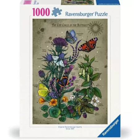 Puzzle ravensburger 12001435 ciclo di vita della farfalla multicolore