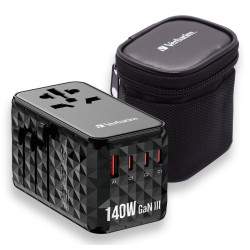 Adattatore da viaggio verbatim uta-10 gan iii 140w 3x usb-c