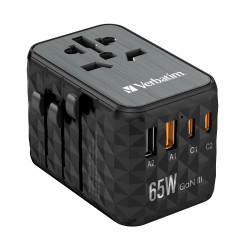 Adattatore da viaggio verbatim uta-05 gan iii 65w 2x usb-c