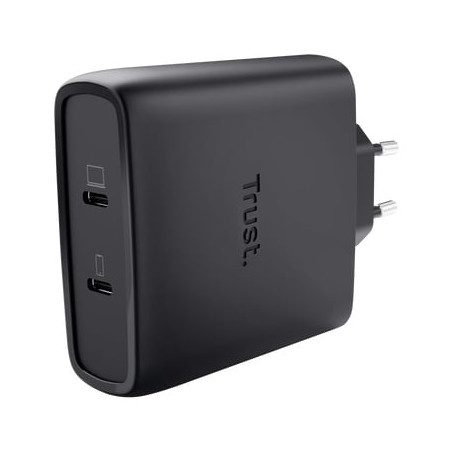 Alimentatore da rete trust maxo 2 porte usb-c gan 100w nero