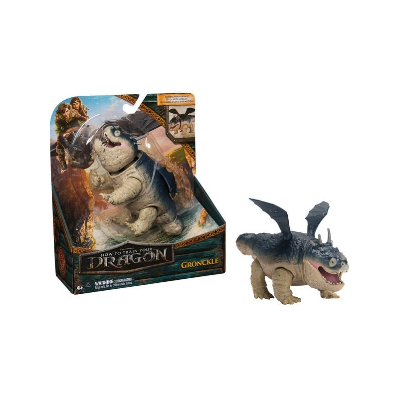 Set di figurine spin master dragon trainer - gronckle grigio/marrone