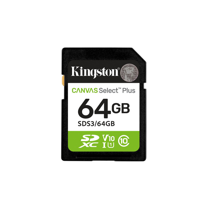 64gb scheda memoria kingston sdxc canvas select plus gen3 classe