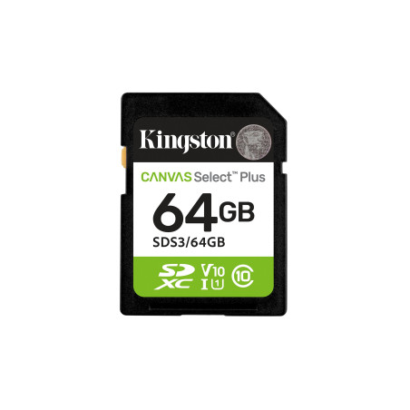 64gb scheda memoria kingston sdxc canvas select plus gen3 classe