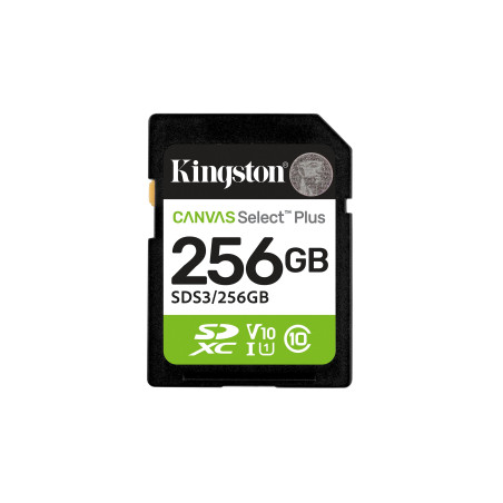 256gb scheda memoria kingston sdxc canvas select plus gen3 classe
