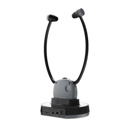 Auricolari meliconi wireless per tv con supporto di ricarica nero/grigio