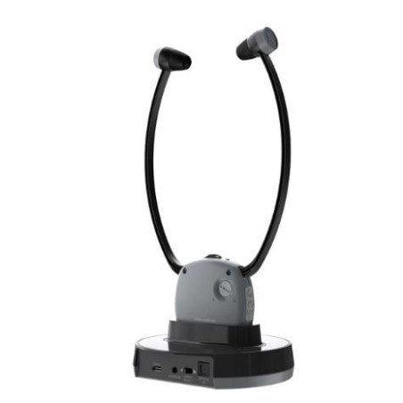 Auricolari meliconi wireless per tv con supporto di ricarica nero/grigio