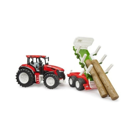 Giocattolo bruder roadmax trattore con rimorchio e 3 tronchi in plastica