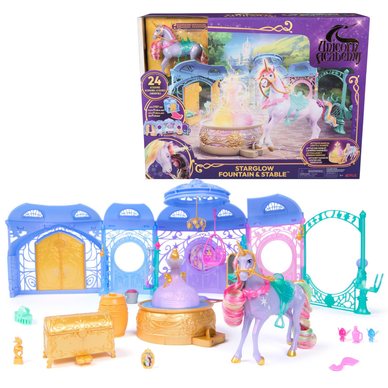 Set da gioco spinmaster unicorn school magical stable/statuetta wildstar