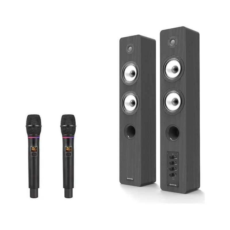 Kit altoparlanti empire media audio pro con due radio microfoni 80w