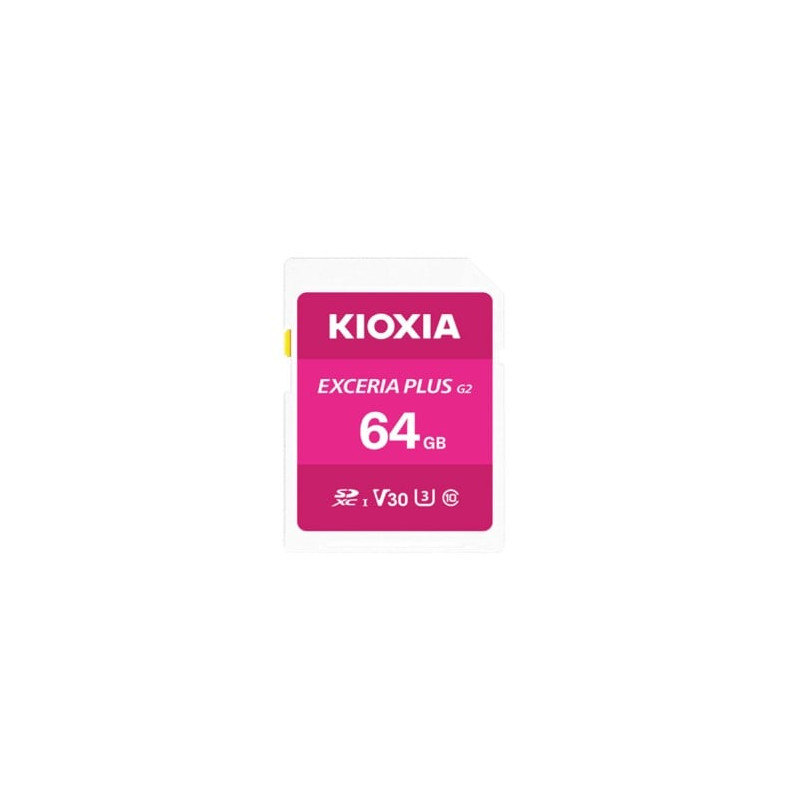 64gb sd kioxia exceria plus g2 classe 10 uhs-i u3 v30 rosa/fucsia