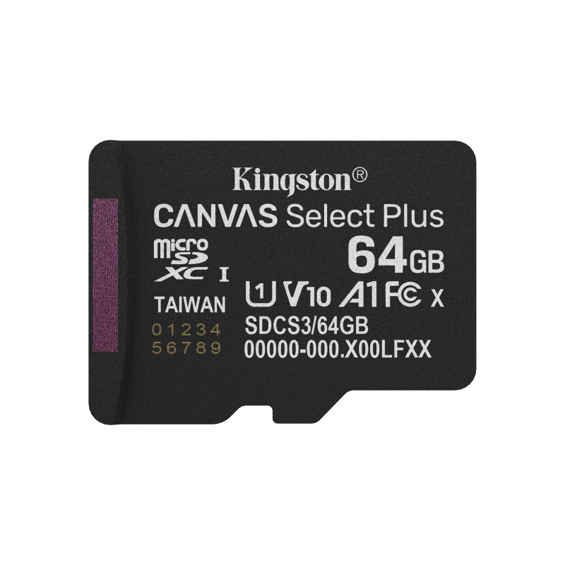 64gb micsdxc kingston technology classe 10 uhs-i u1 v10 a1 100mb/s
