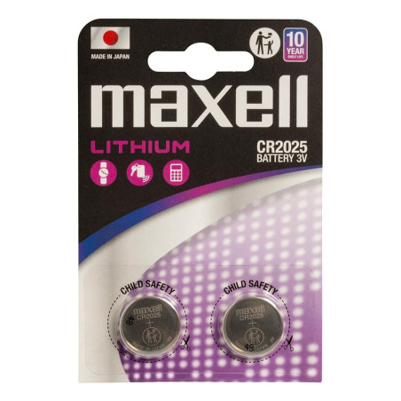 Batteria a bottone maxell al litio cr2025 3v 2pz [maxell cr2025 2pcs