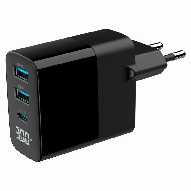 Alimentatore da rete gembird gan 1xusb-c/2 xusb-a 30w nero