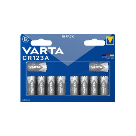 Set pila varta litio cilindrica cr123a 3v cr17345 blu/grigio 10pz