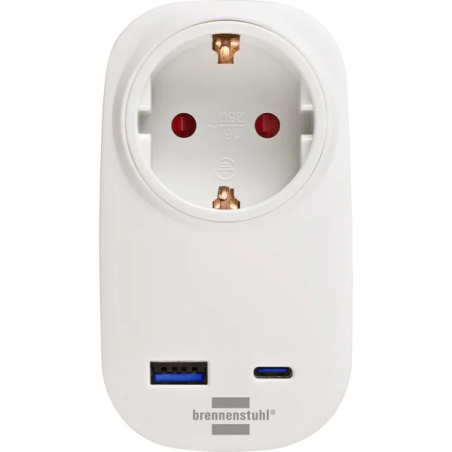 Adattatore presa brennenstuhl + caricabatterie usb pd 20w bianco